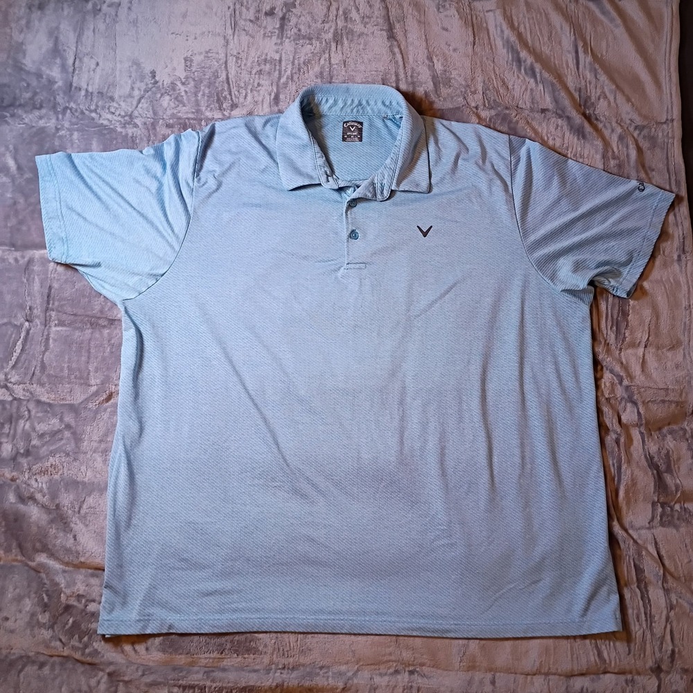 Callaway Mens‎ 3X Opti-Dri Golf Polo Shirt Light Blue Micro Stripe Short Sleeve